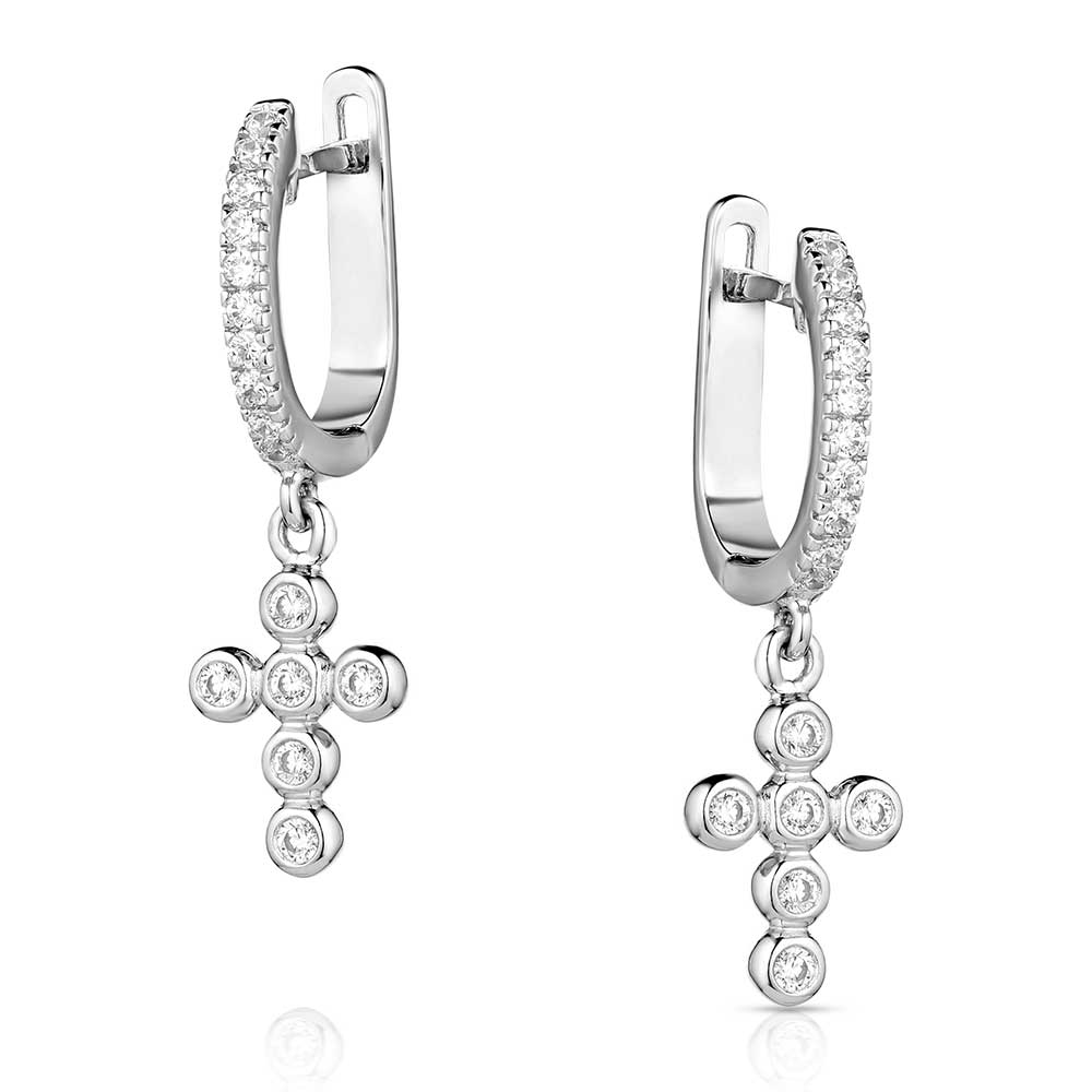 Simple Belief Crystal Cross Earrings
