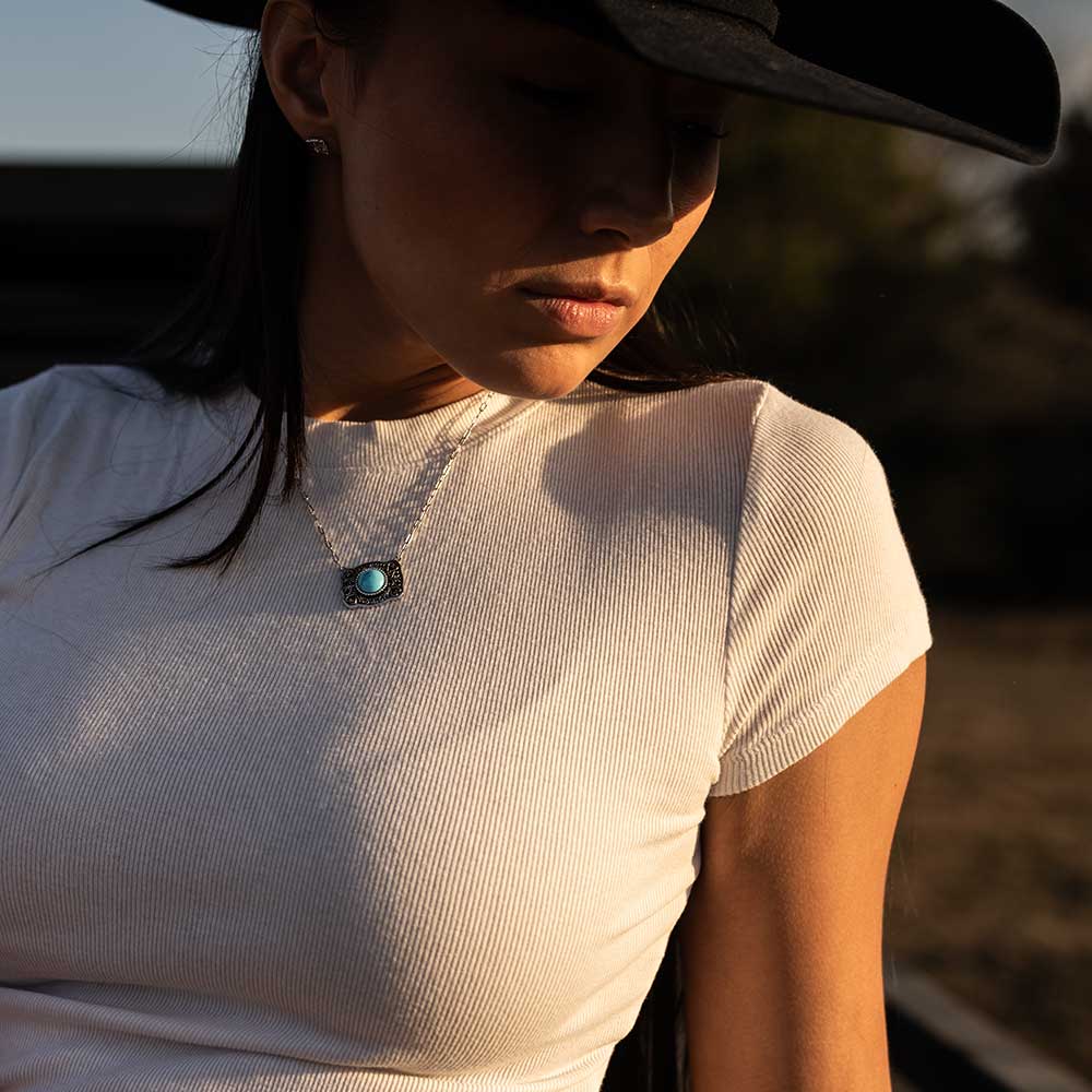 Baby Blue Turquoise Buckle Necklace