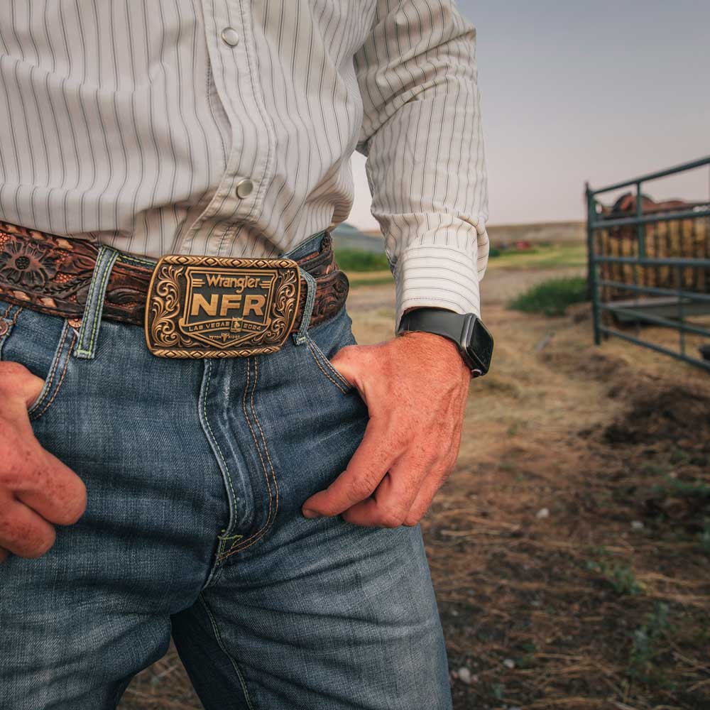 2024 National Finals Rodeo Square Belt Buckle Montana Silversmiths