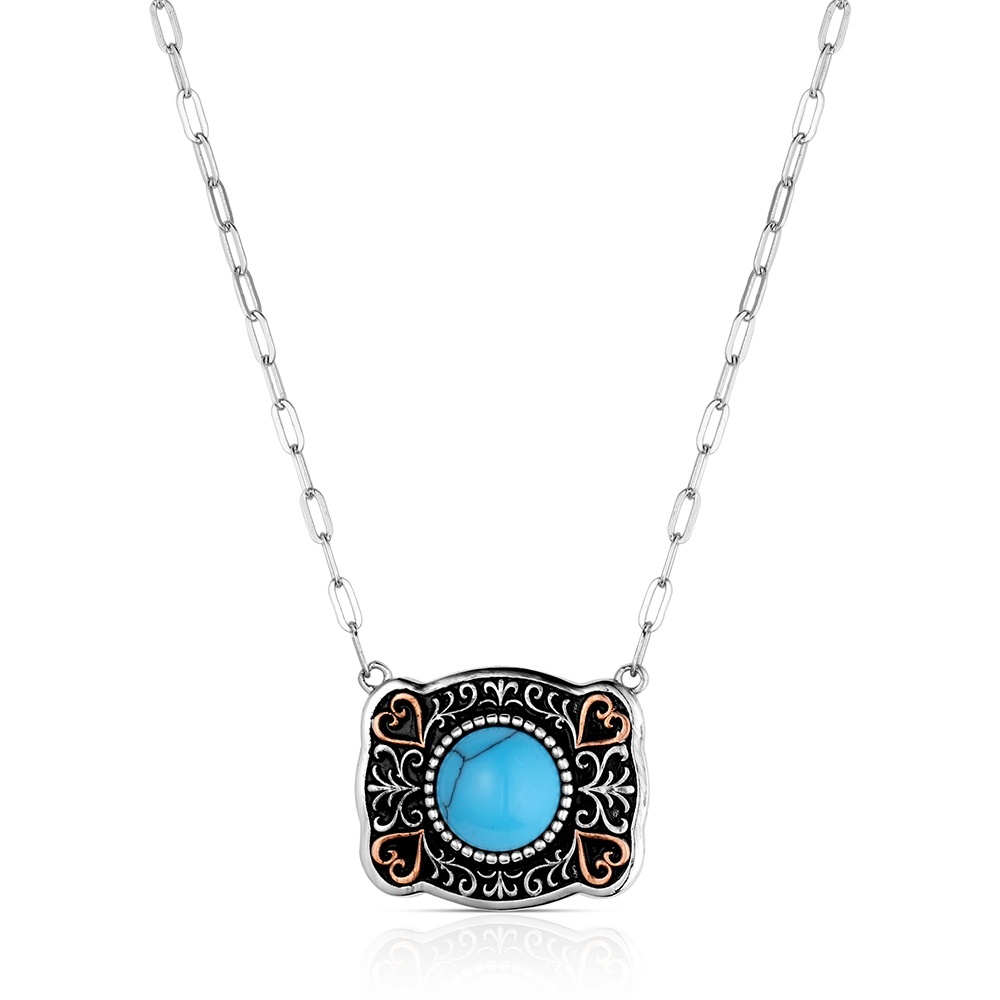 Baby Blue Turquoise Buckle Necklace