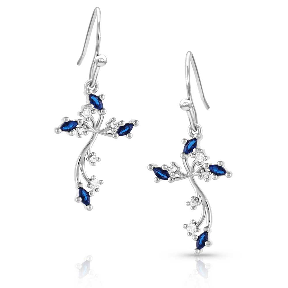 Montana Blue Crystal Cross Earrings