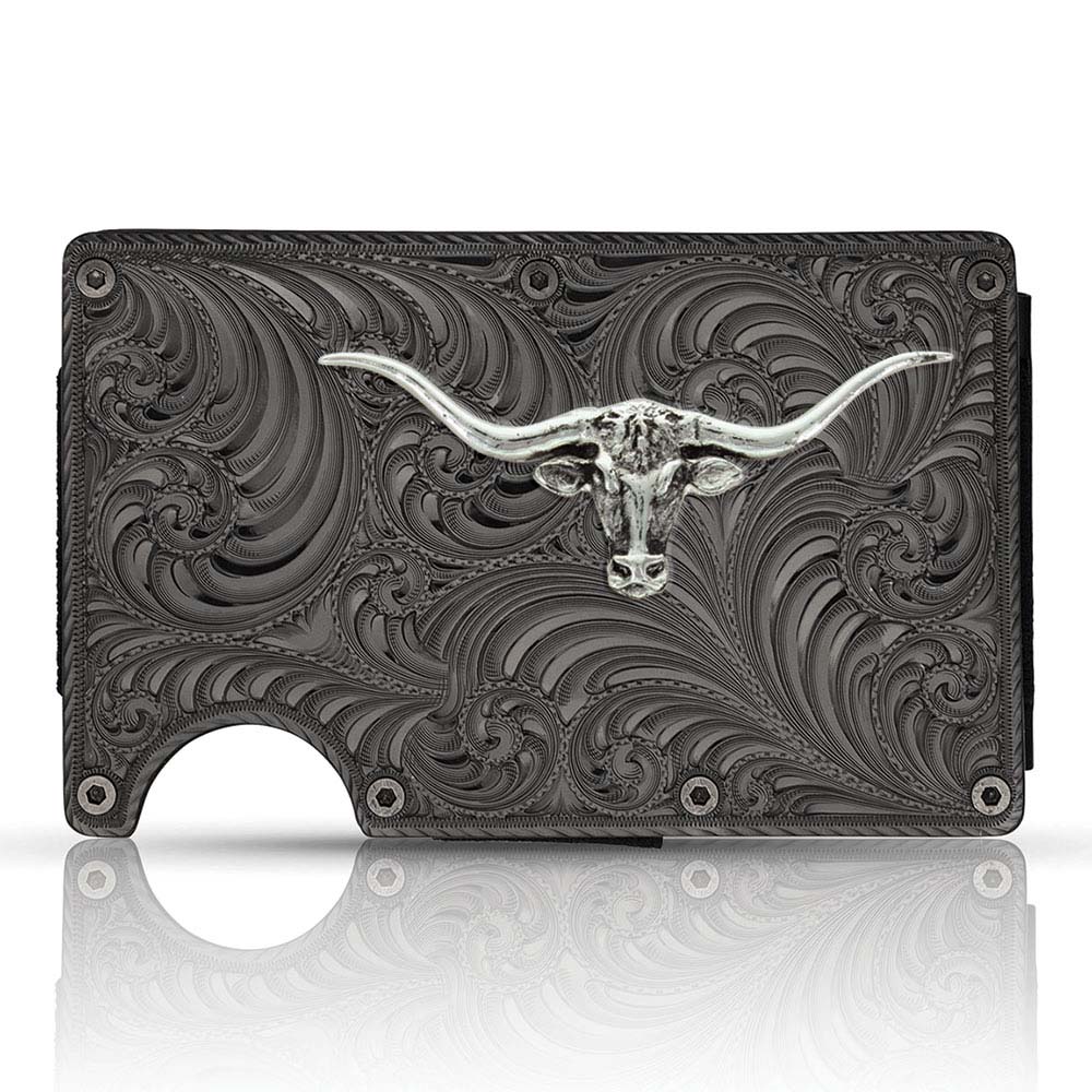 Montana Gunmetal Credit Card & Cash Case with Longhorn | Montana