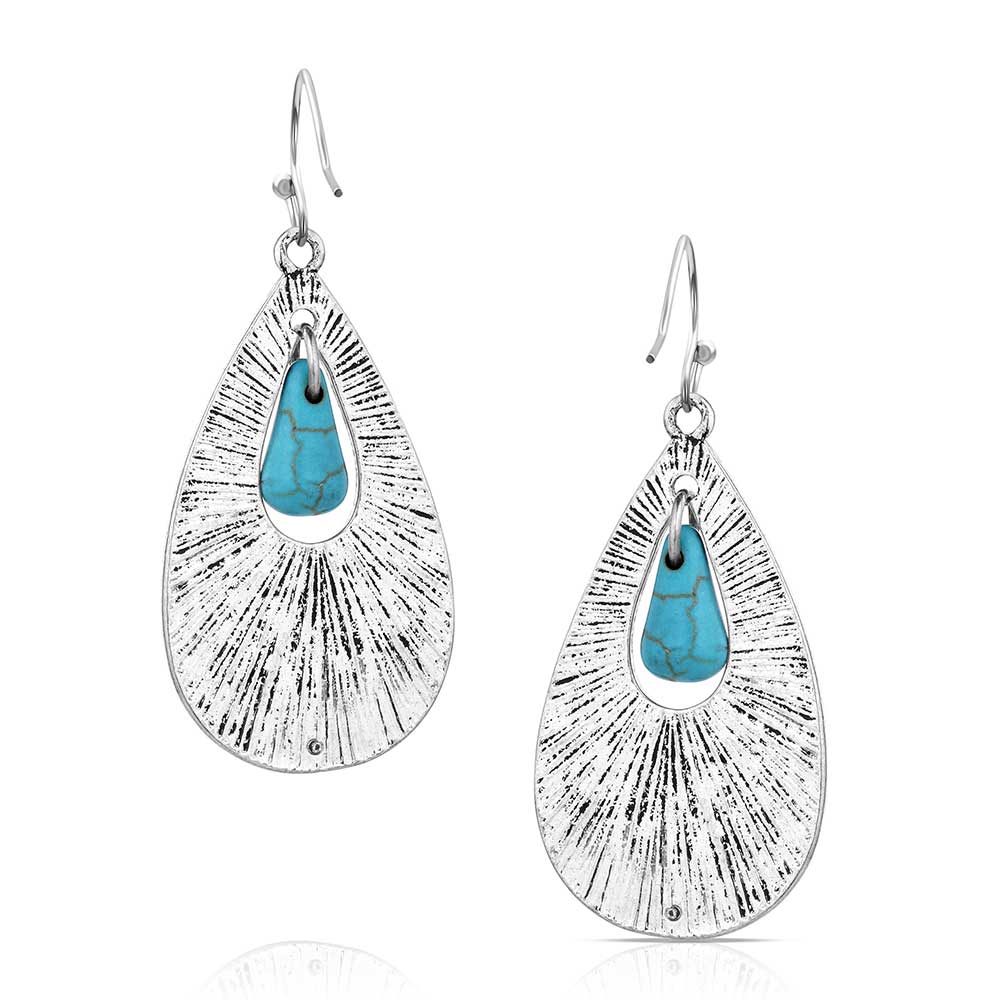Etched Statement Turquoise Earrings