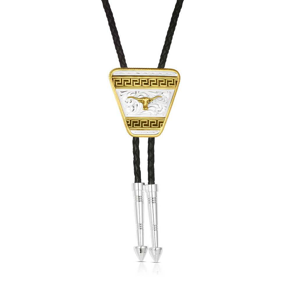 Honor and Grit Bolo Tie with Longhorn