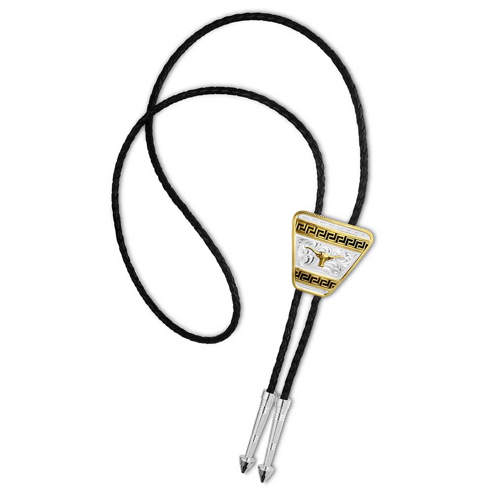 Honor and Grit Bolo Tie with Longhorn