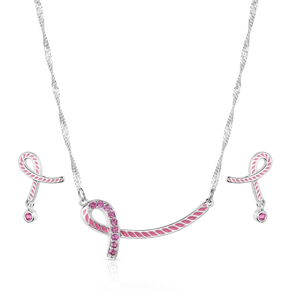 Tough Enough to Wear Pink Hope Rope Jewelry Set Montana Silversmiths
