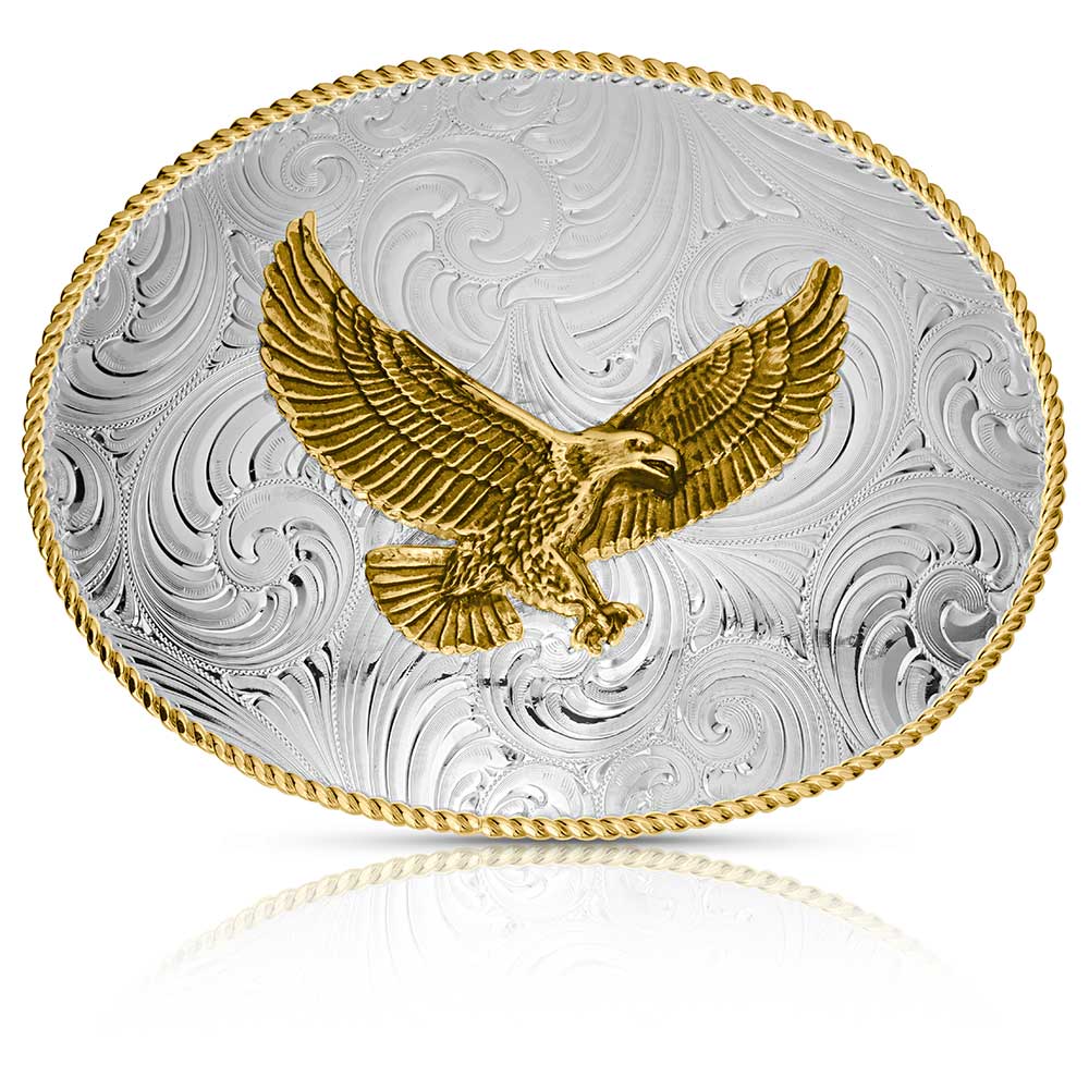 vintage AMERICAN Bald Eagle Belt Buckle - Silver & Gold - America USA -  B1948 - Tuwa