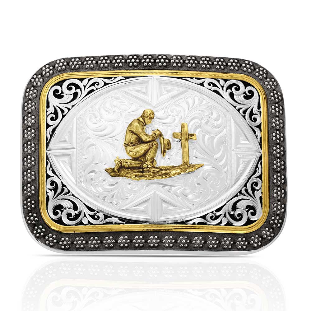 Desert Sky Buckle with Praying Cowboy
