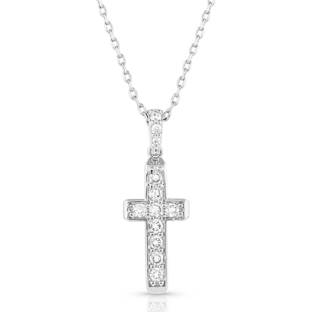 Silver crystal deals cross necklace