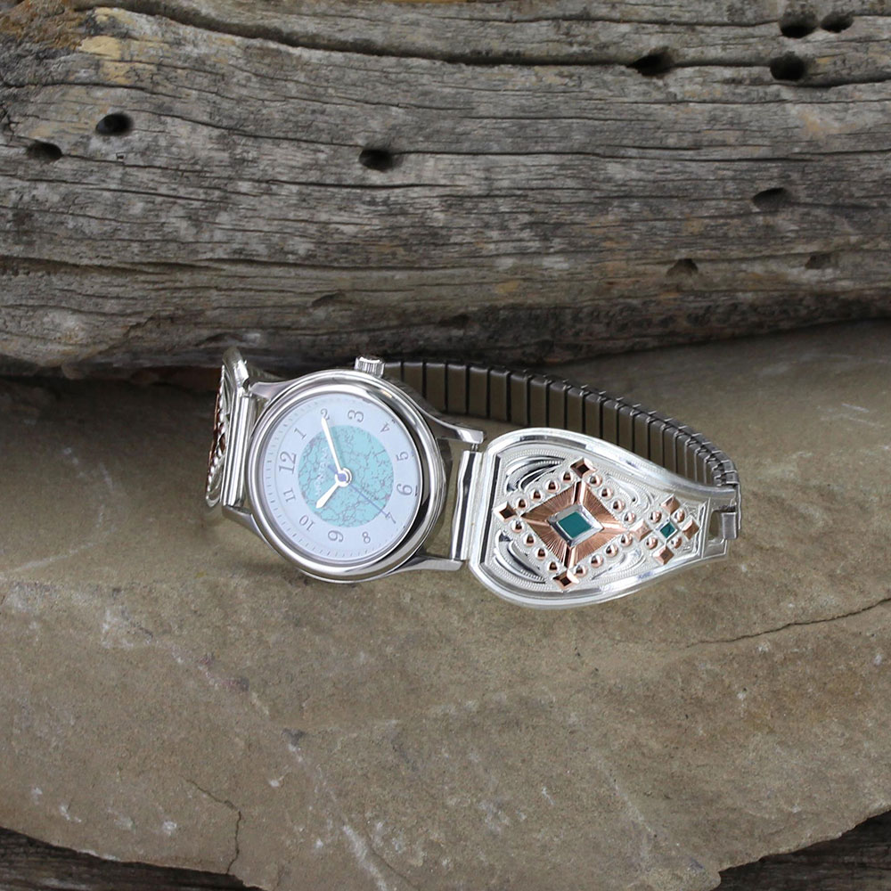 Two Tone Southwestern Beats Expansion Watch Montana Silversmiths