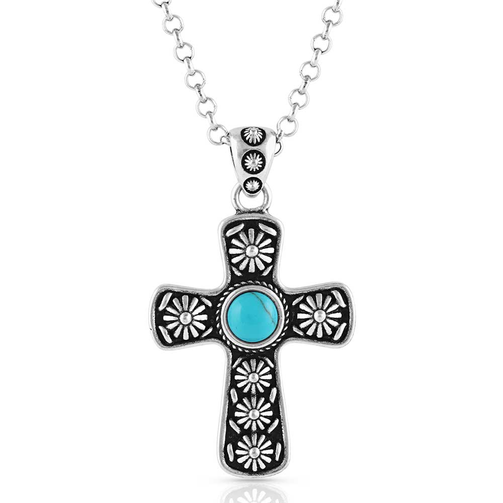 Sterling Silver Turquoise Cross Necklace