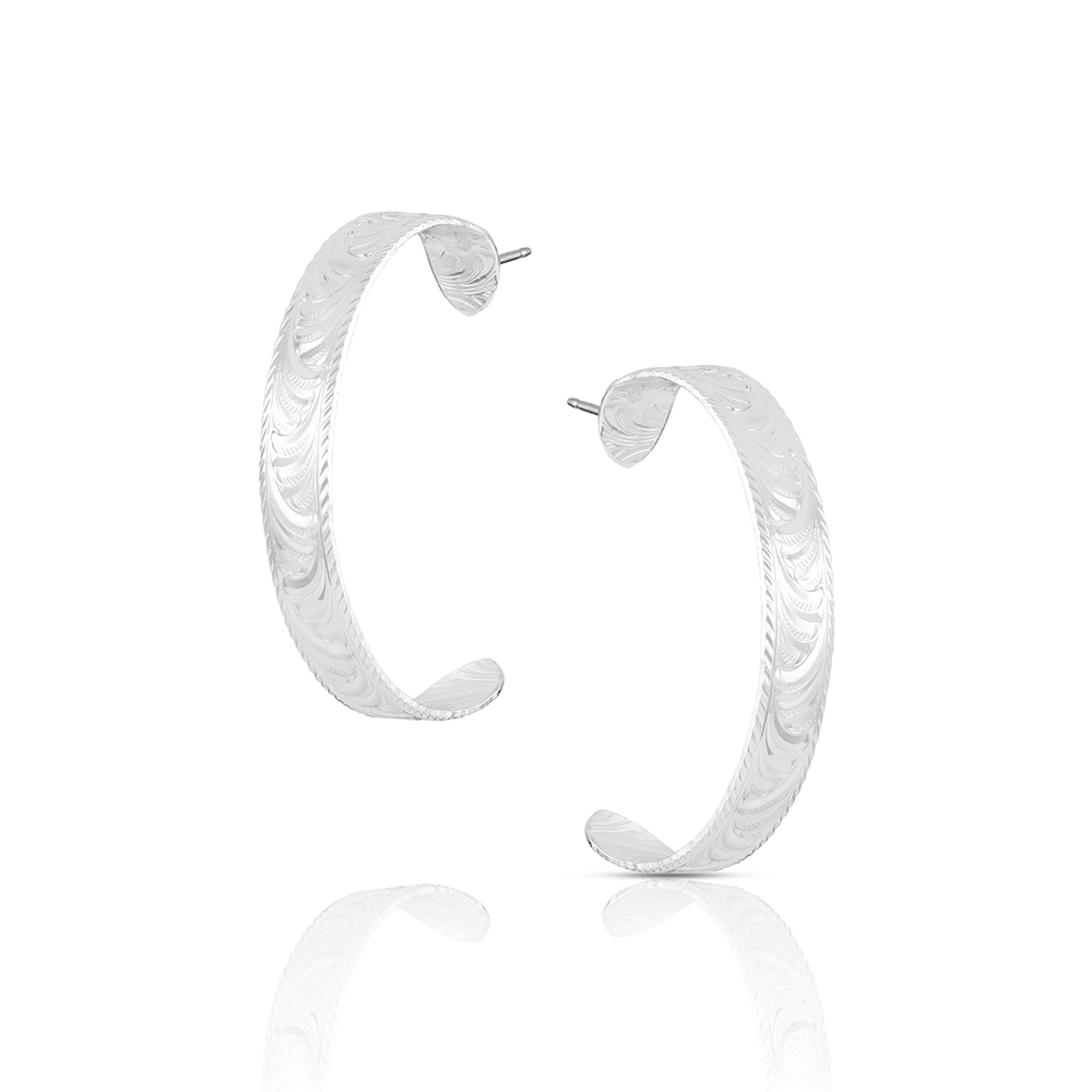 アクセサリー Engraved Hoop Earring (Single) Desert Whirl Engraved Hoop Earrings | Montana Silversmiths