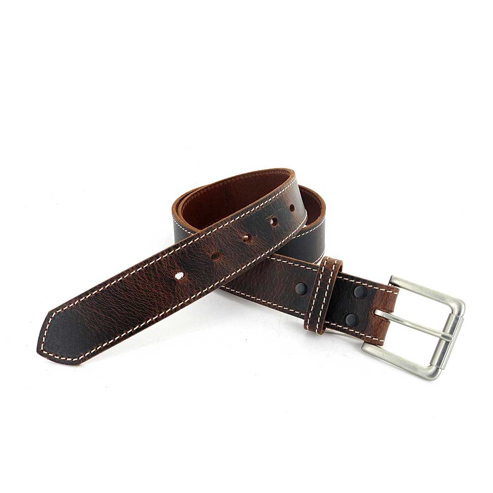 Casual Dark Brown Leather Buckle Belt