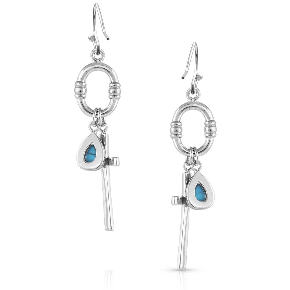 Charms of Faith Turquoise Cross Earrings