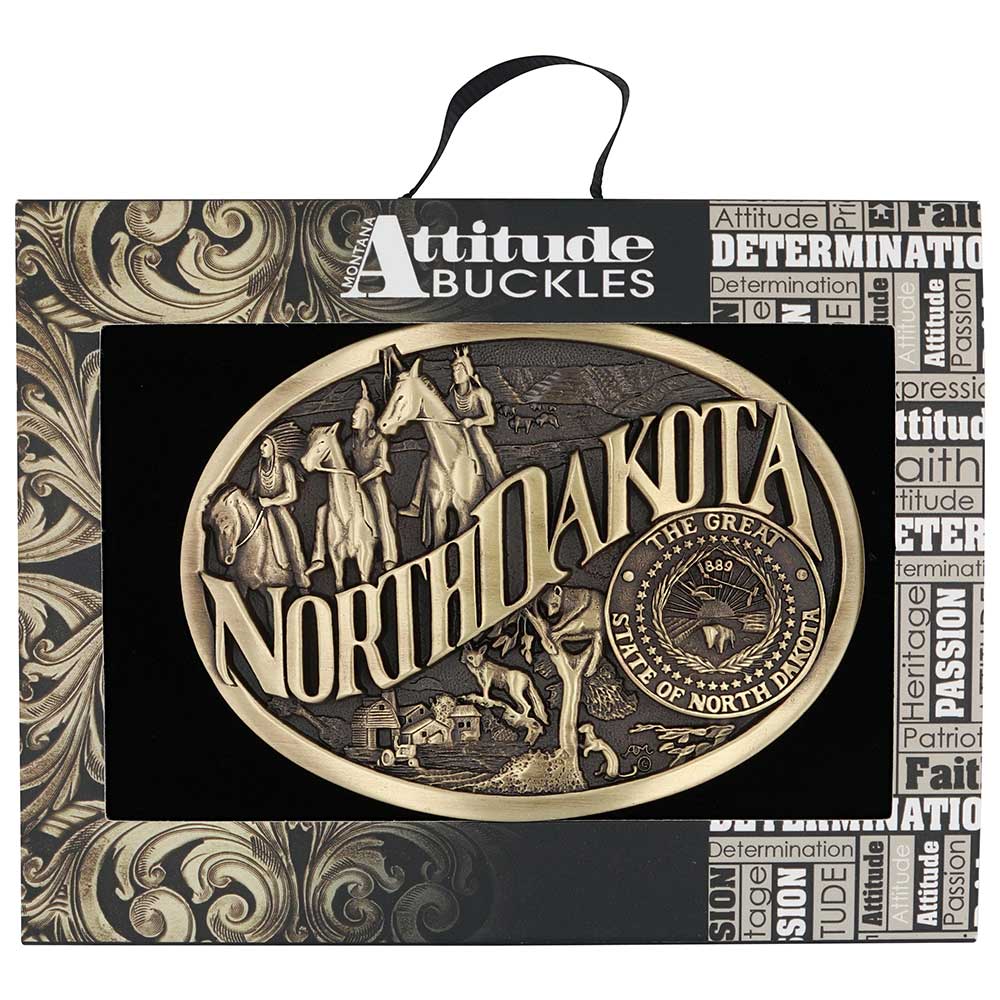 North Dakota State Heritage Attitude Buckle
