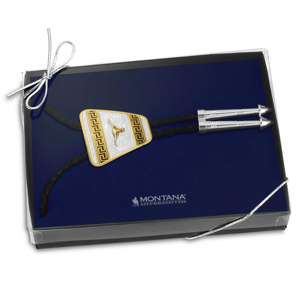 Honor and Grit Bolo Tie with Longhorn