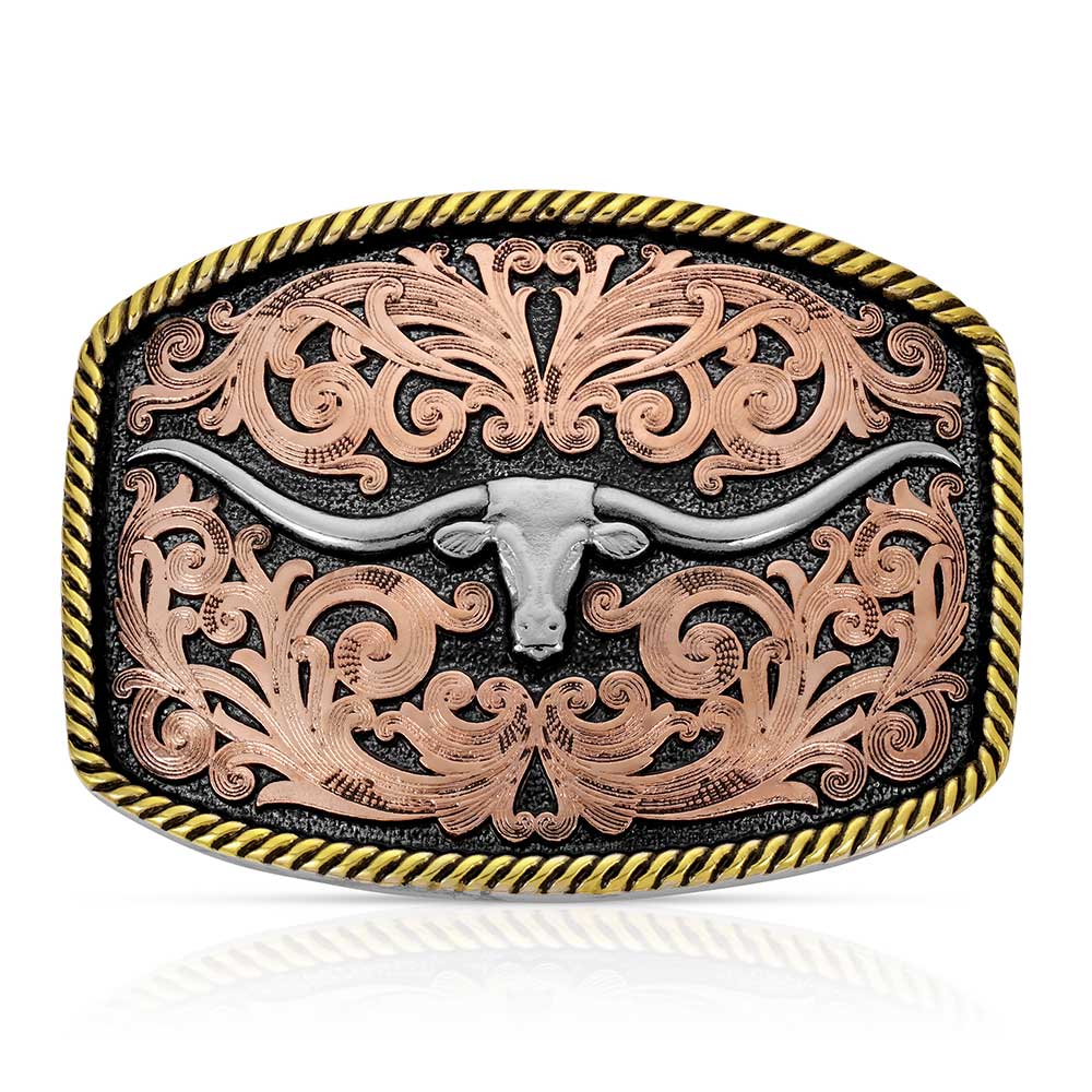 Tri-Color Texas Longhorn Attitude Buckle