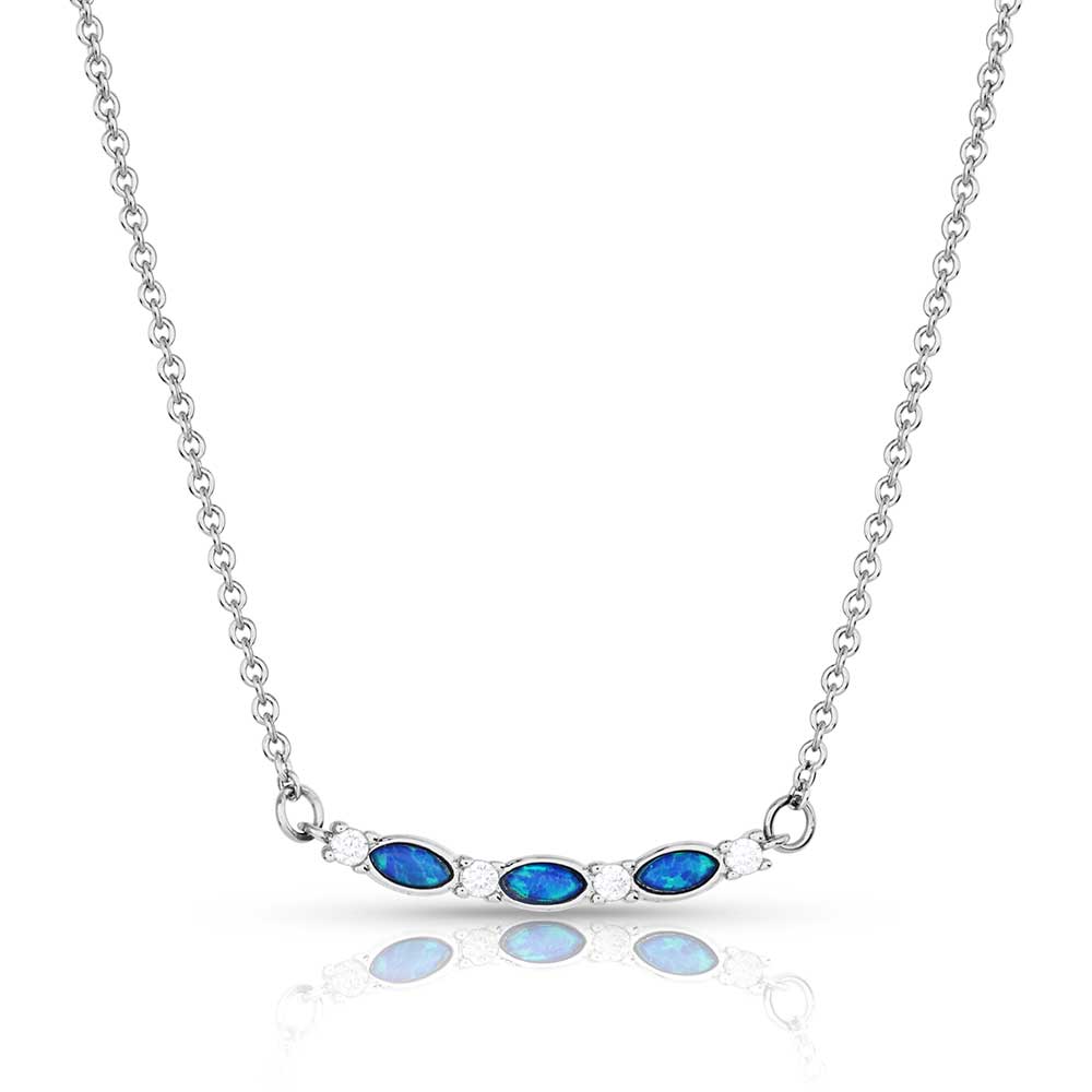 Alzira' White Gold Crystal Opal Necklace - Black Star Opal