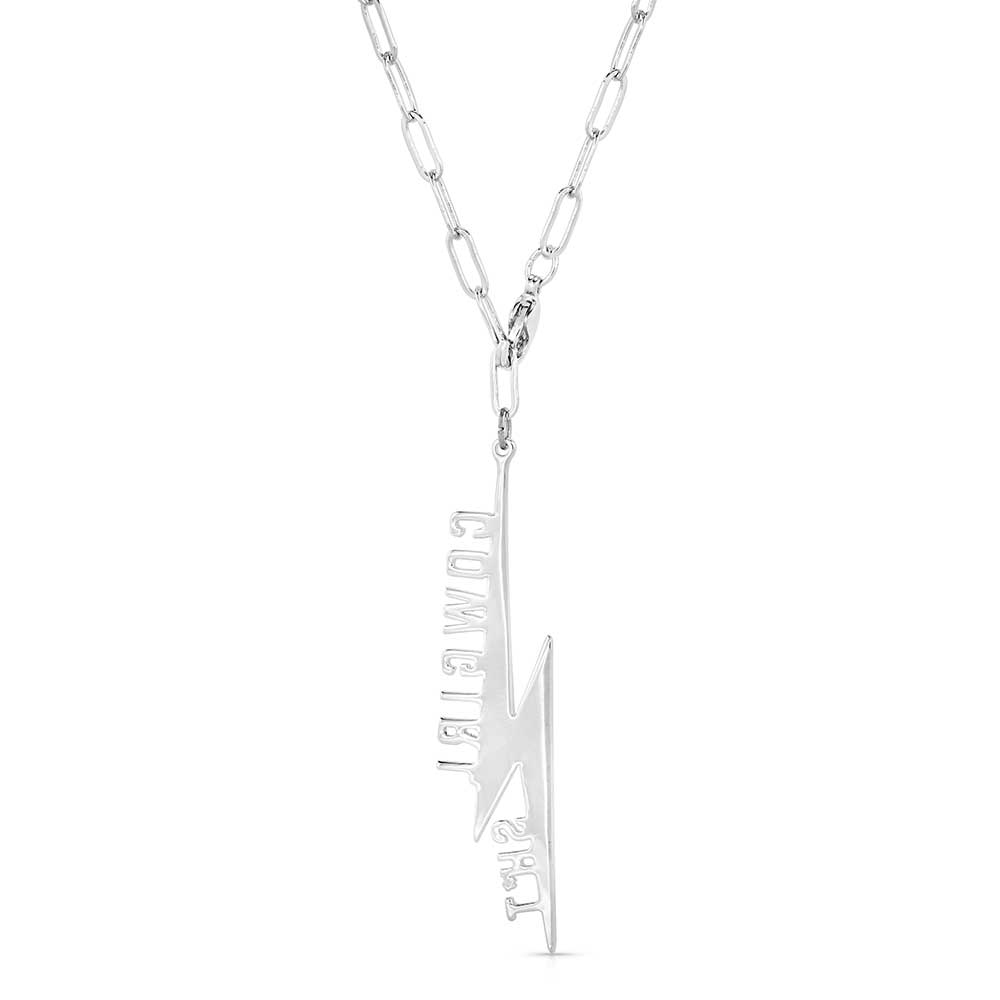 Amazon.com: Solid Sterling Silver Diamond Lightning Bolt Pendant Necklace,  16
