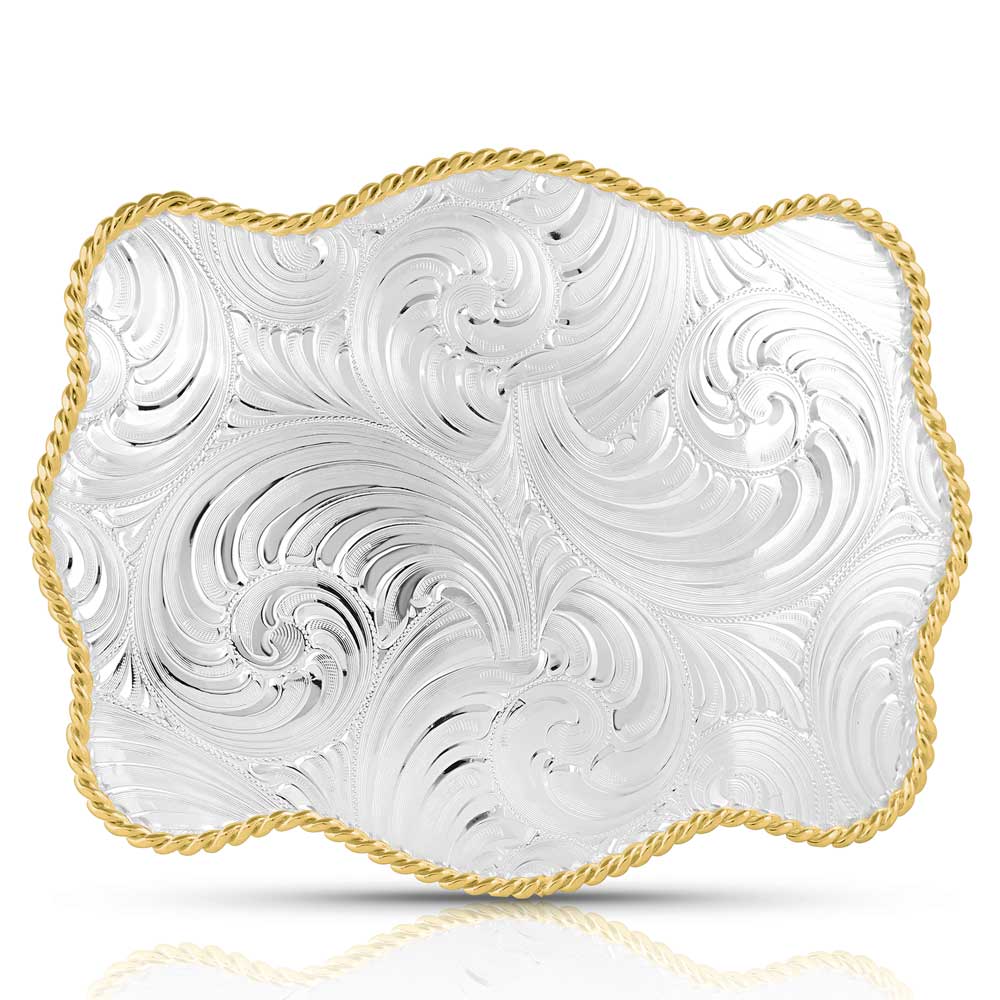 Bold Engraved Two-Tone Scalloped Buckle