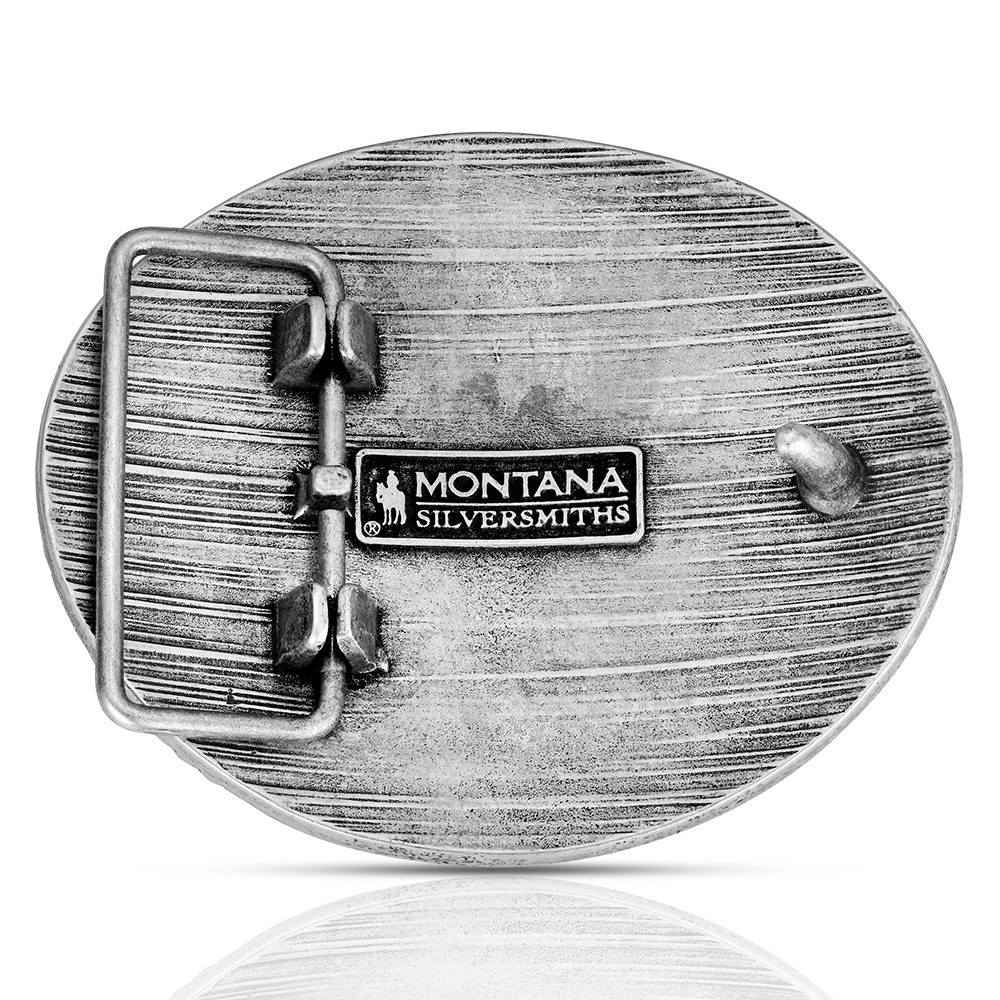 Oval Longhorn Classic Antiqued Attitude Belt Buckle