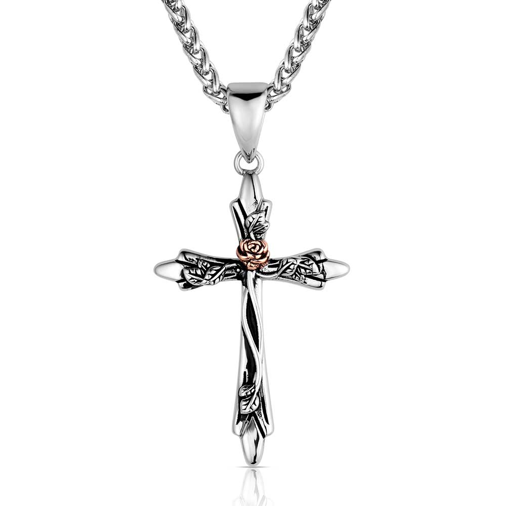 Thorns and Roses Cross Necklace