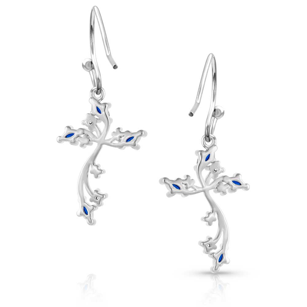 Montana Blue Crystal Cross Earrings
