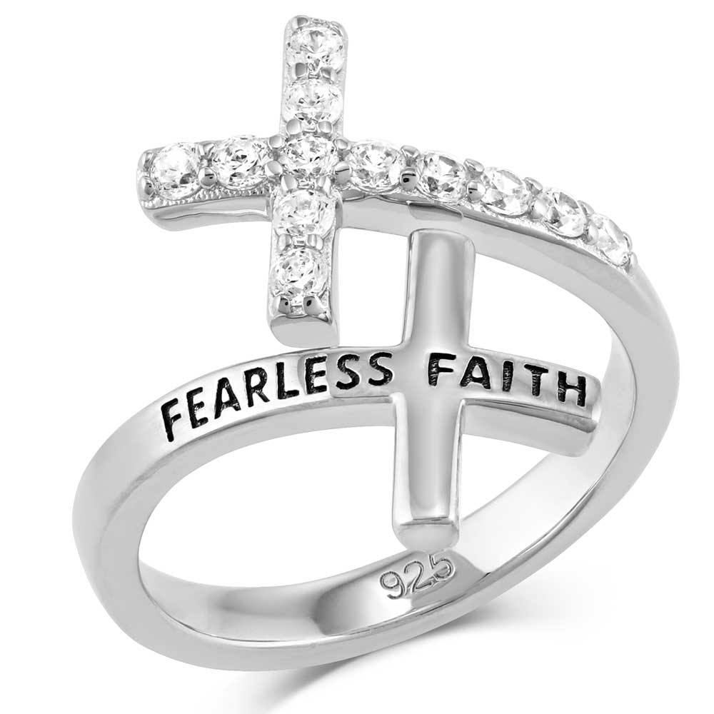 Fearless Faith Crystal Cross Ring