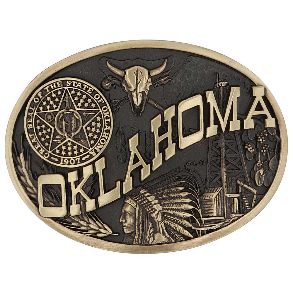 Oklahoma State Heritage Attitude Buckle