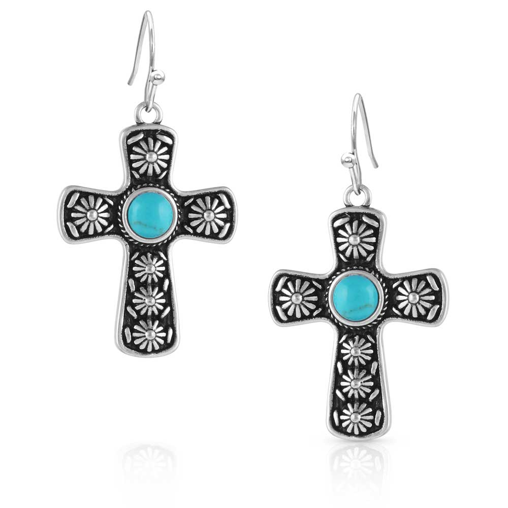 Bold in Faith Turquoise Cross Earrings