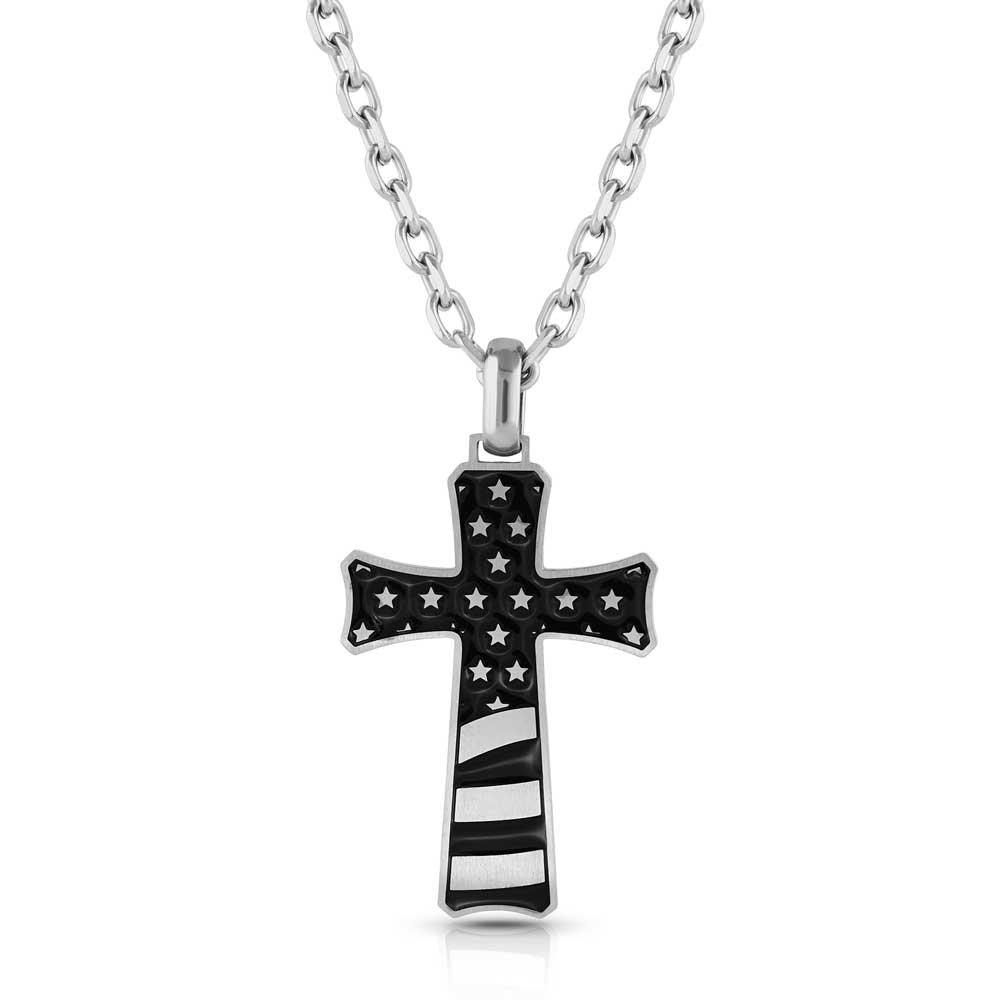Inspirational Patriotism Cross Necklace