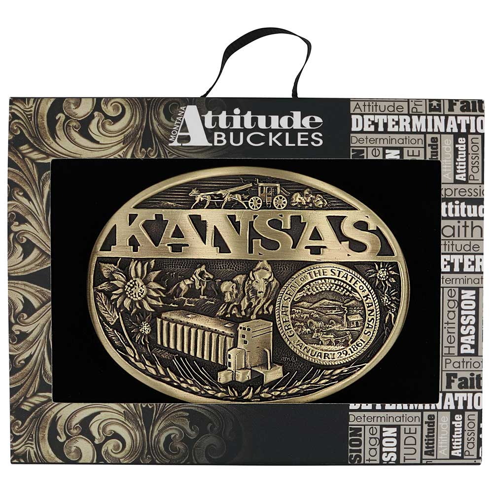Kansas State Heritage Attitude Buckle