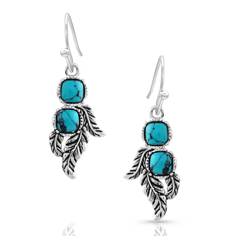 Whispering Winds Feather Turquoise Earrings