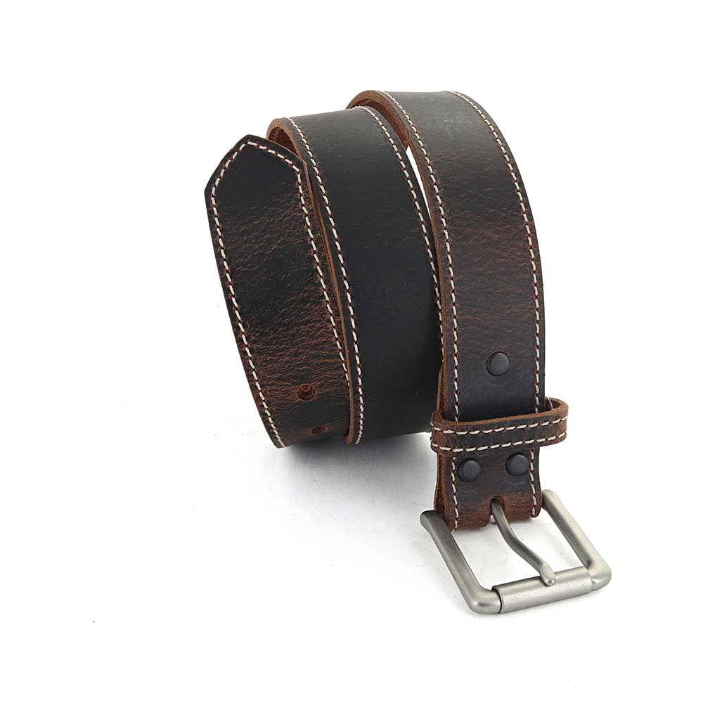 Casual Dark Brown Leather Buckle Belt | Montana Silversmiths
