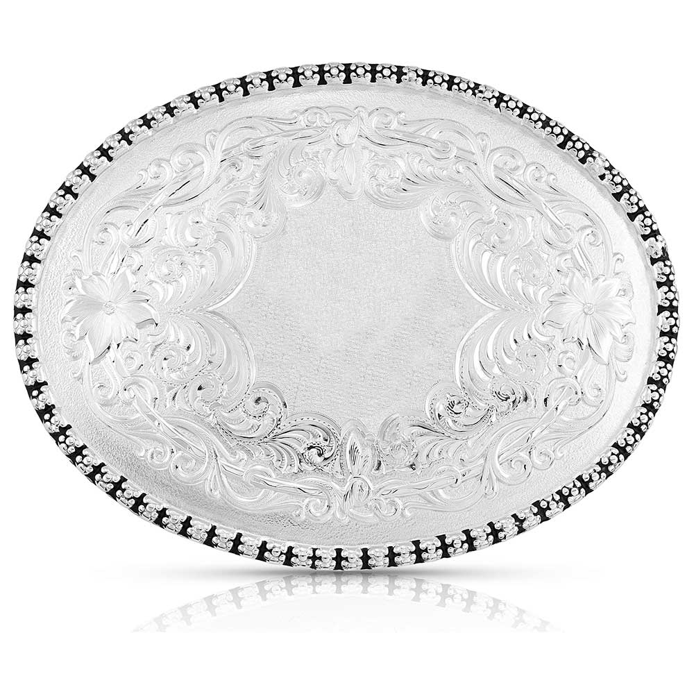 Antiqued Silver Buckle with Berry Trim (4"x3")