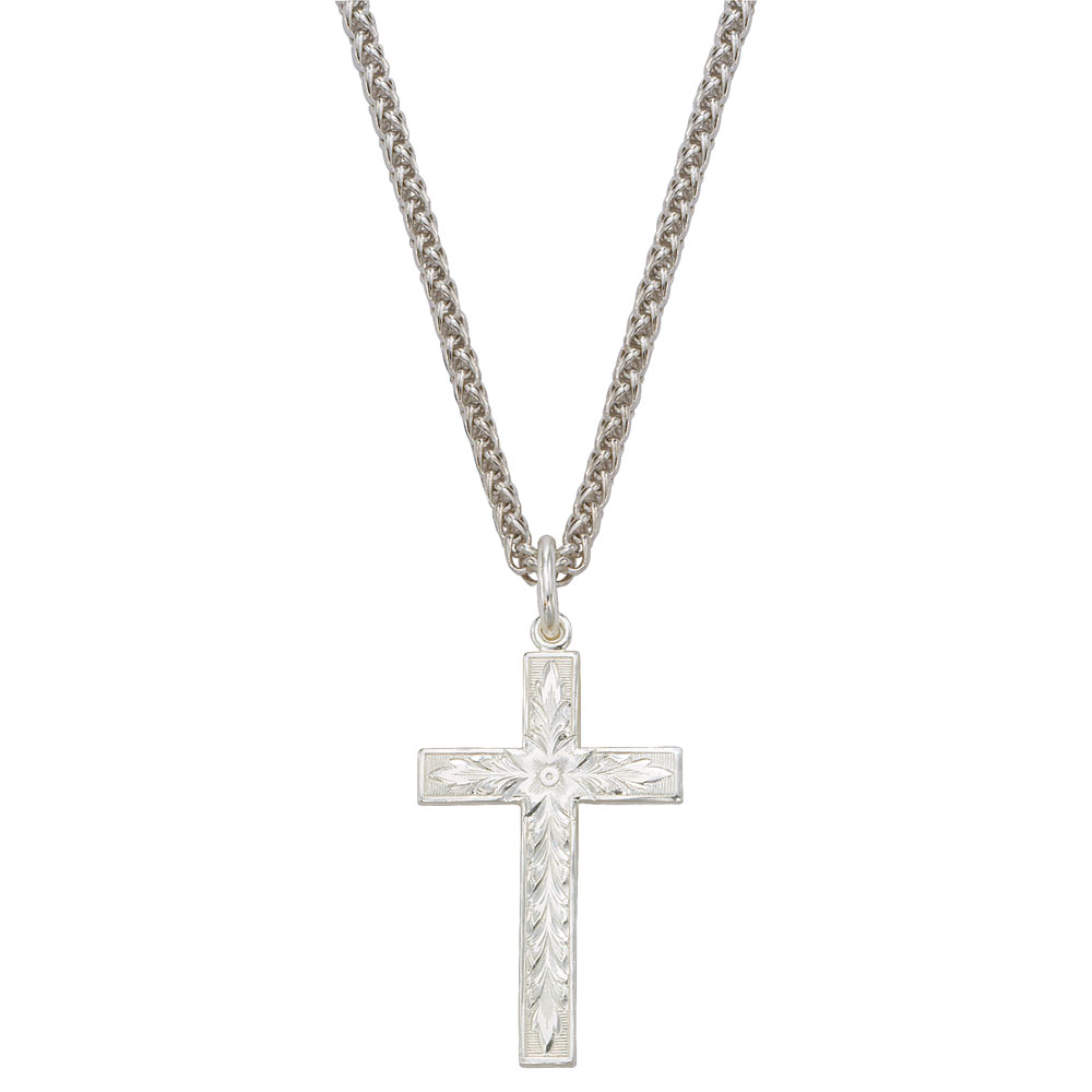 Silver Engraved Cross Necklace