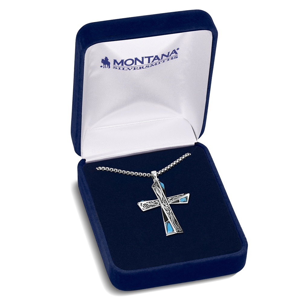 Still Waters Turquoise Cross Necklace | Montana Silversmiths