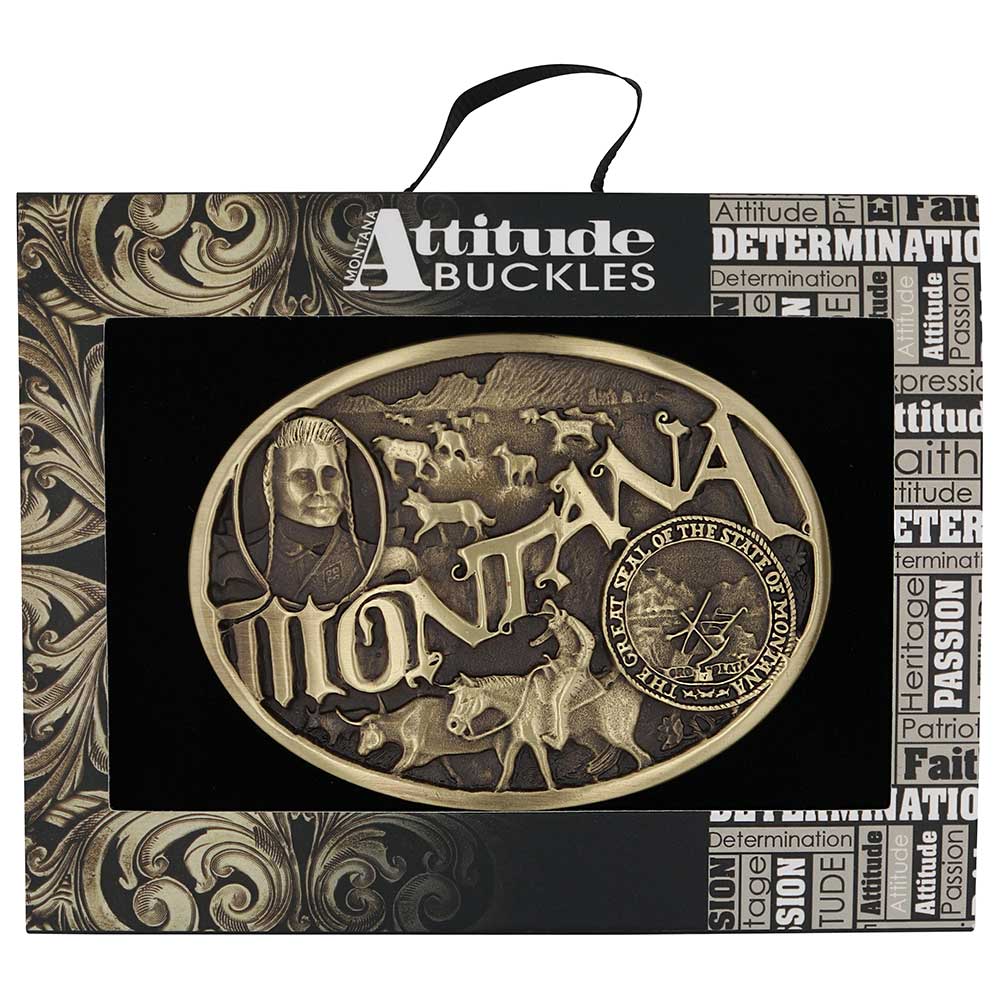 Montana State Heritage Attitude Buckle