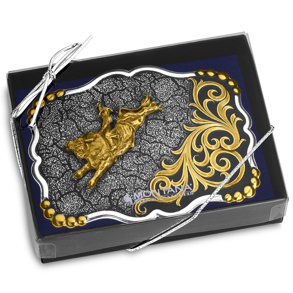 Shadow Mesa Cracked Earth Buckle with Bull Rider | Montana