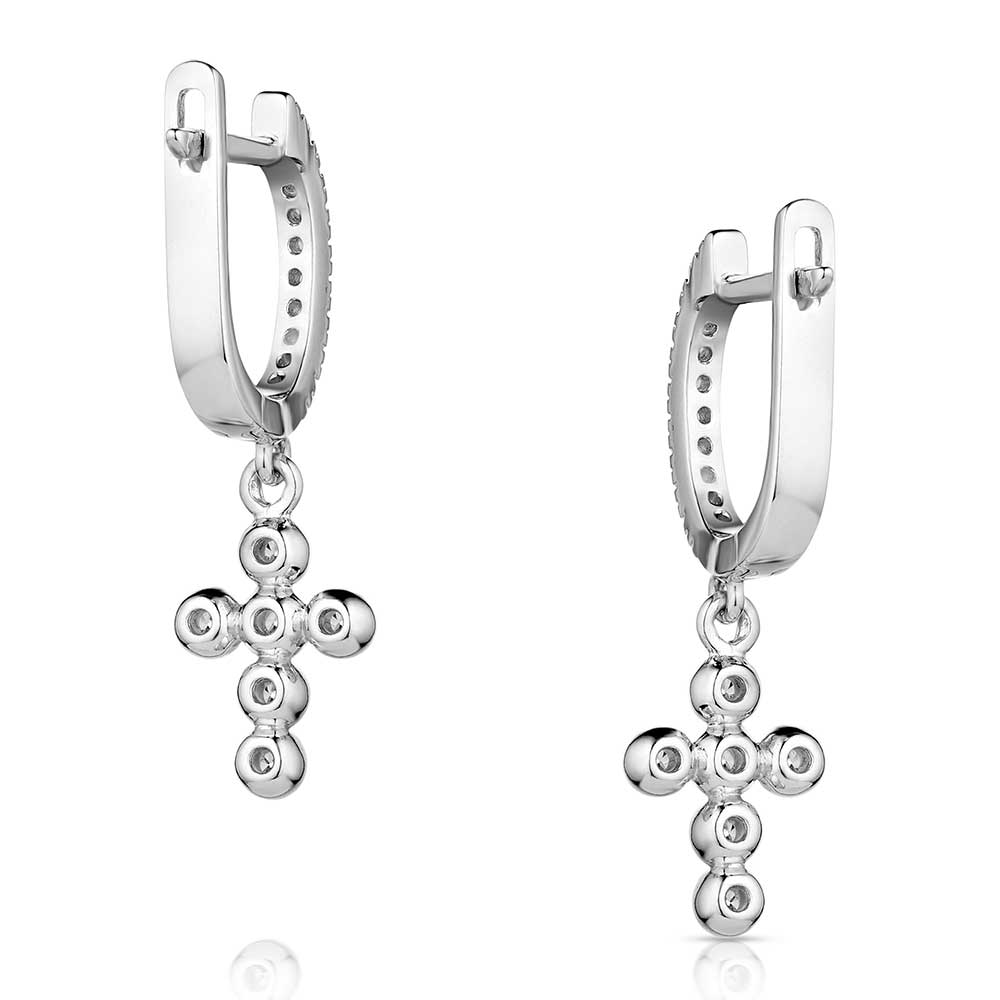 Simple Belief Crystal Cross Earrings