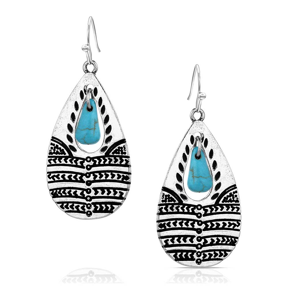 Etched Statement Turquoise Earrings