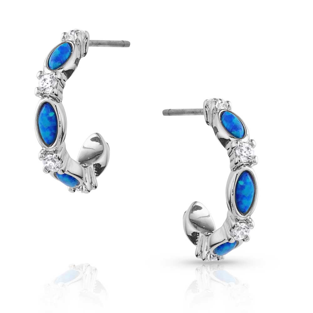 Moonlit Night Crystal Opal Hoop Earrings
