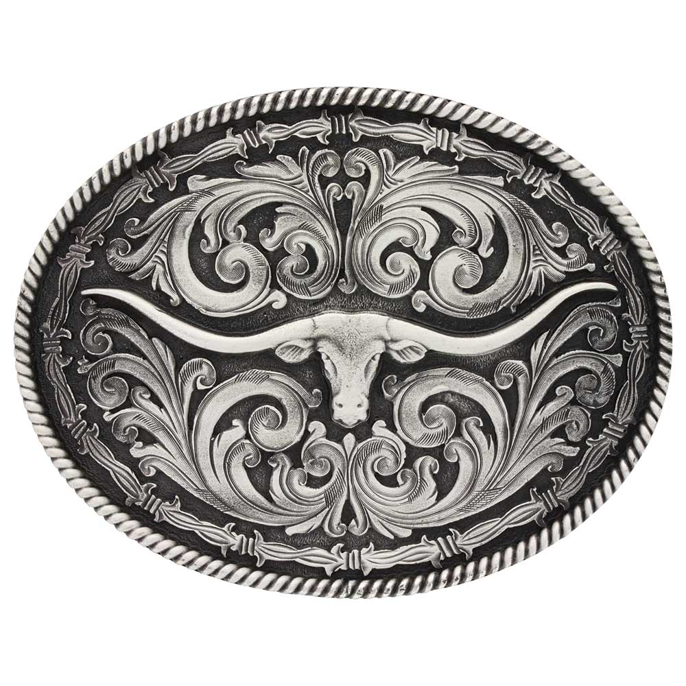 Montana Silversmiths Texas Longhorns Custom Buckle Silver Swirl Excellent buy Shape