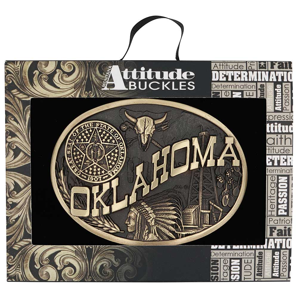 Oklahoma State Heritage Attitude Buckle
