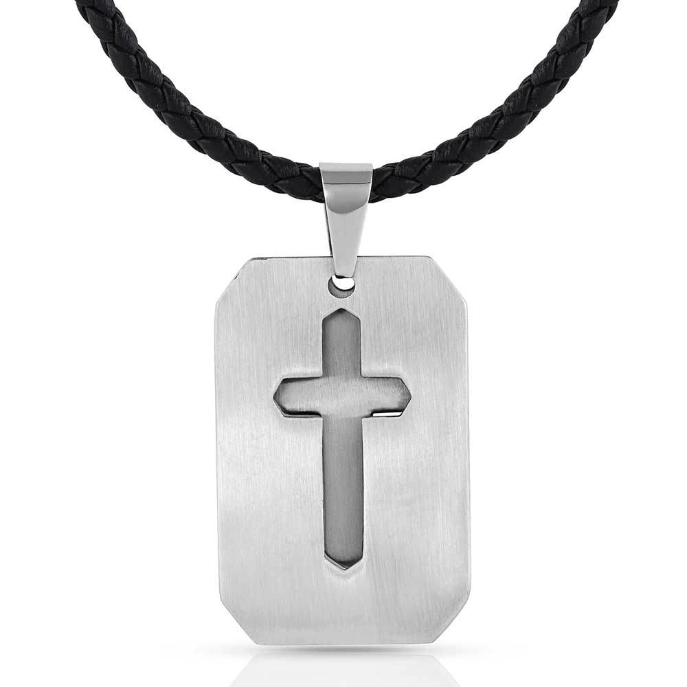 Mens Silver Dog Tag Chain Necklace Made Of Stainless Steel