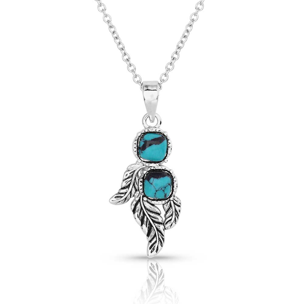 Whispering Winds Feather Turquoise Necklace
