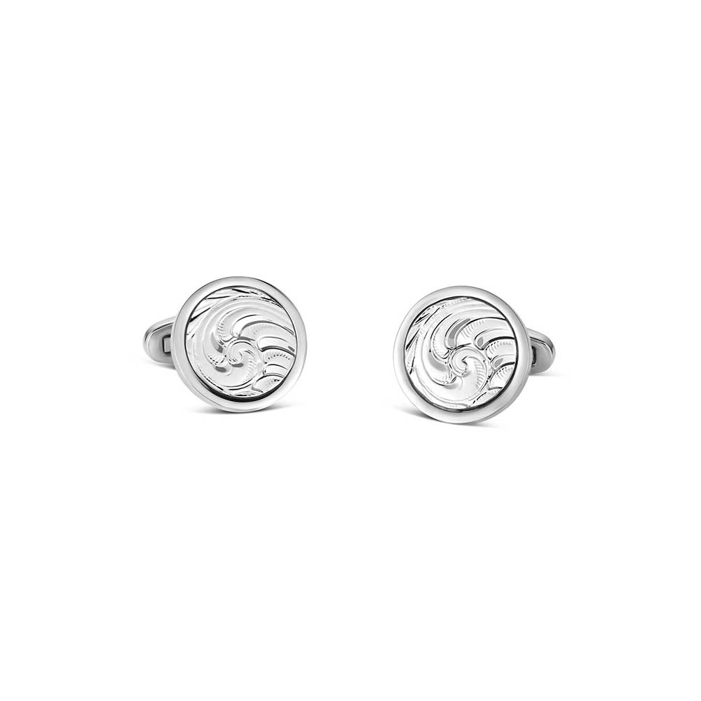 Round Engraved Cuff Links