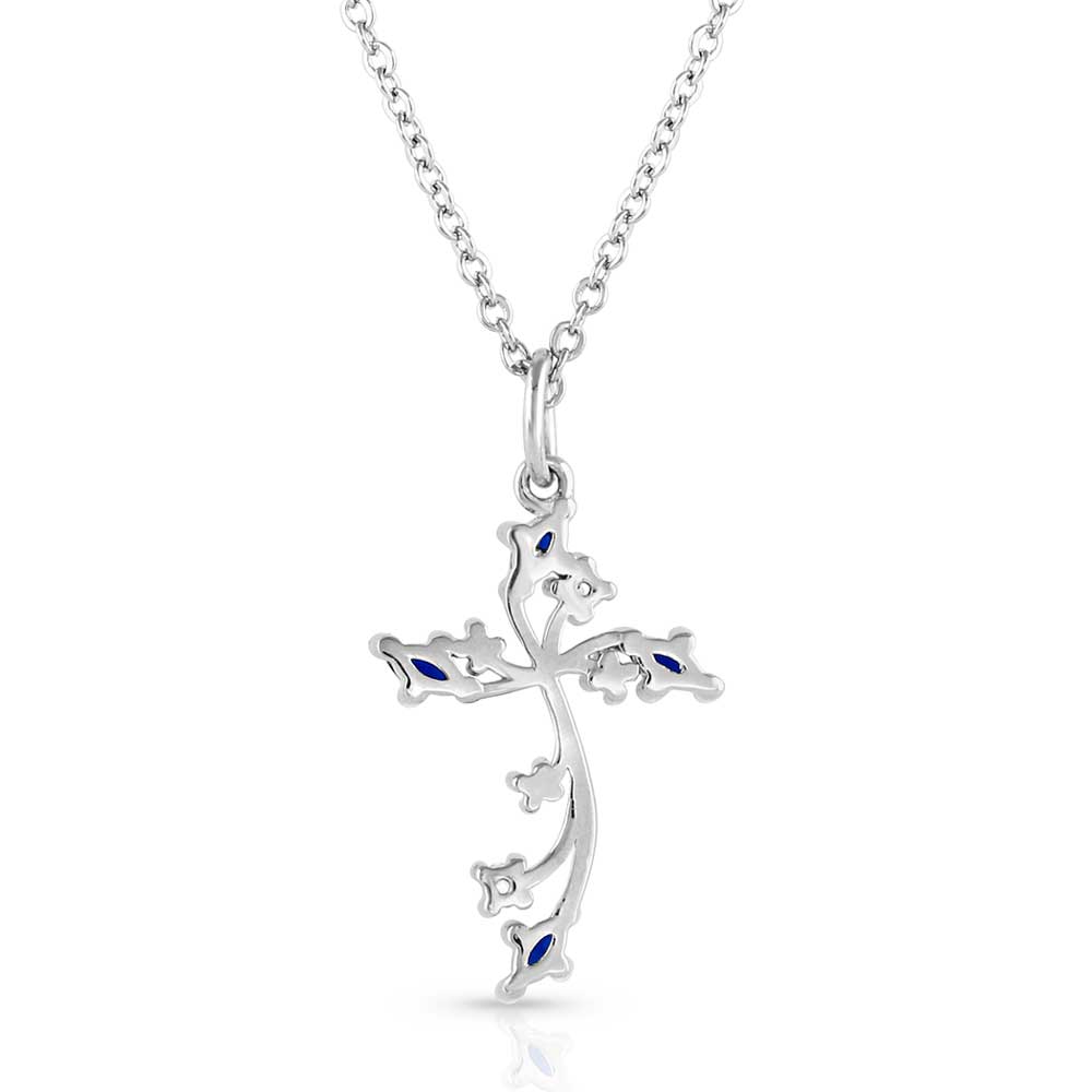 Montana Blue Crystal Cross Necklace