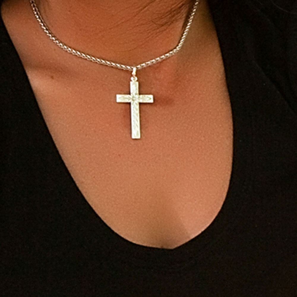 Silver Engraved Cross Necklace