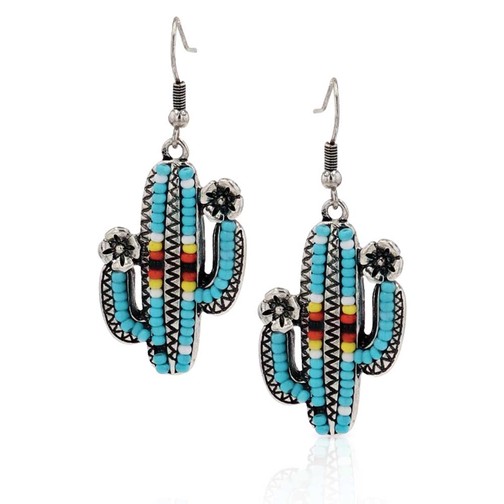 Blossoming Saguaro Beaded Attitude Earrings | Montana Silversmiths